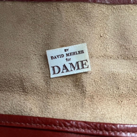 Vintage Elegant Brown Leather Clutch by David Merler for DAME - Picture 7 of 9